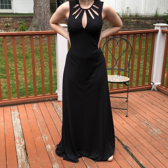 BCBGMAXAZRIA XXS black beaded evening gown